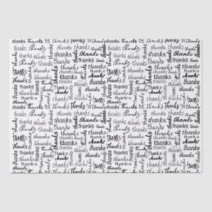 Many Thanks Black Text On White Tissue Paper
