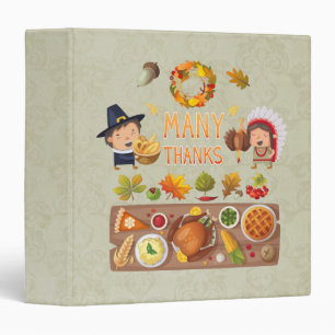 Many Thanks Pilgrim And Native Thanksgiving Feast Binder