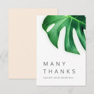 Many Thanks Tropical Palm Leaf Minimalist Thank You Card
