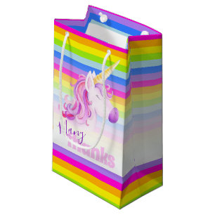 Many thanks unicorn rainbow gift favour bags
