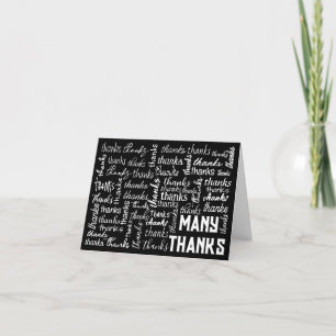 Many THANKS Word Cloud On Black Thank You Card