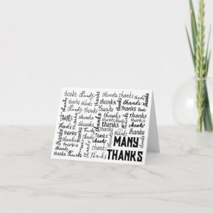 Many THANKS Word Cloud On White Thank You Card