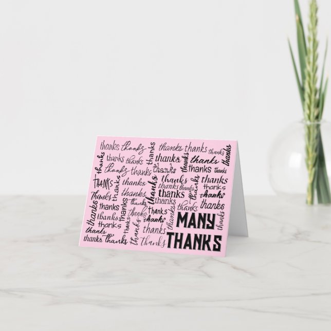 Many THANKS Word Cloud Thank You Card (Front)