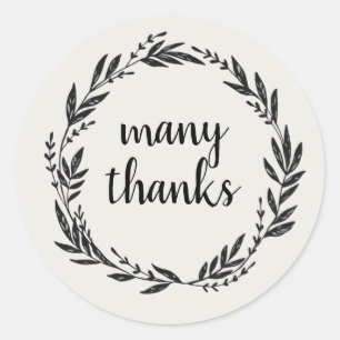 Many Thanks Wreath Harvest Classic Round Sticker