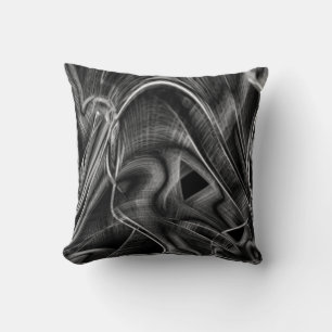 Many twisted with grey grooves on black background throw pillow