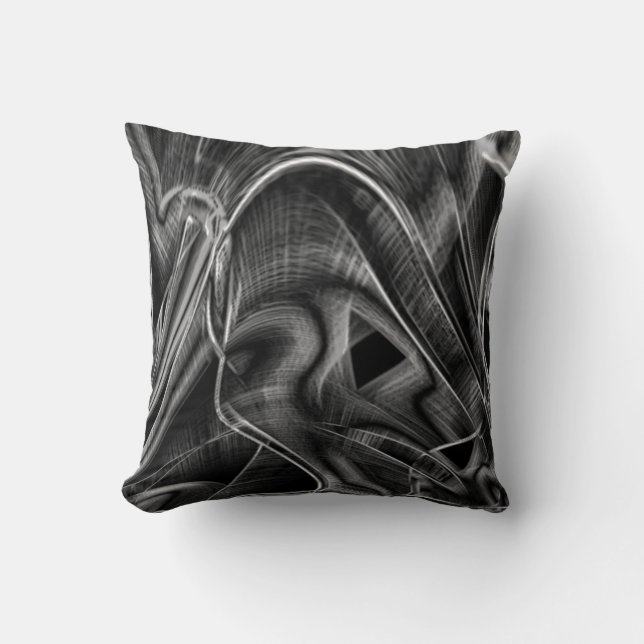 Many twisted with grey grooves on black background throw pillow (Front)