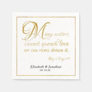 Many Waters Scripture Quote Elegant Gold Script Napkin
