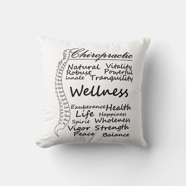 Many Ways to Say "Chiropractic" Throw Pillow Spine (Front)