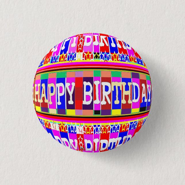 MANY ways to say HAPPY Birthday 1 Inch Round Button (Front)