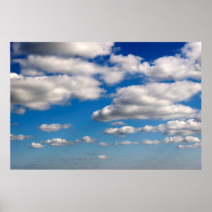 many white fluffy clouds poster