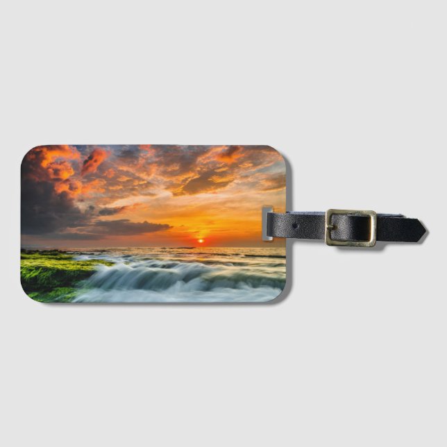 Manyar Beach At Sunrise Luggage Tag (Front Horizontal)