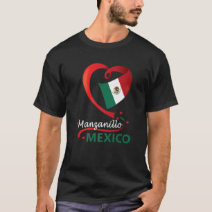 Manzanillo Colima Mexico Heart Flag Mexicana Coraz T-Shirt