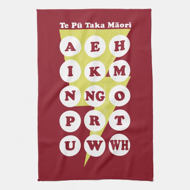 Maori Alphabet Learning Te Reo Kitchen Towel (Vertical)