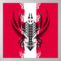 Maori art print with tattoos