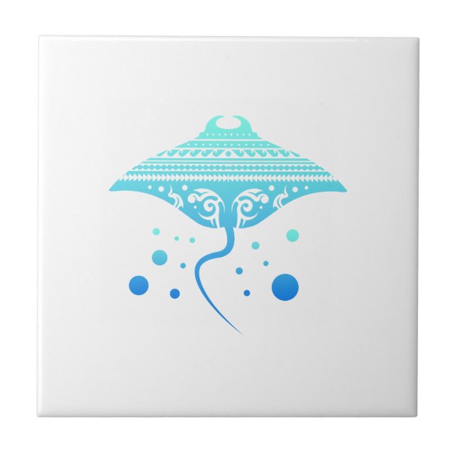 Maori Batoidea Stingray Tribal Tattoo Gift Idea Tile (Front)
