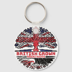 Maori British UK Tree Roots Flag Keychain