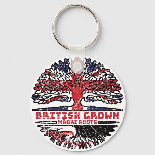 Maori British UK Tree Roots Flag Keychain (Front)