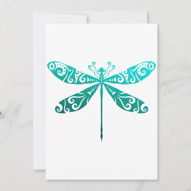 Maori Dragonfly Polynesian Tribal Tattoo Gift Idea Save The Date (Front)