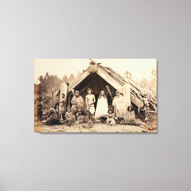 Maori Family, New Zealand, c.1880s (albumen print) Canvas Print (Front)