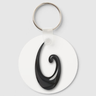 Maori-Fish Hook-obsidian Keychain