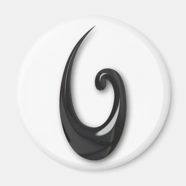 Maori-Fish Hook-obsidian Magnet (Front)