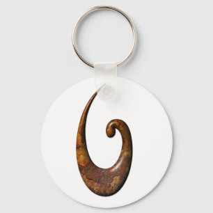 Maori Fish Hook - Rust Keychain