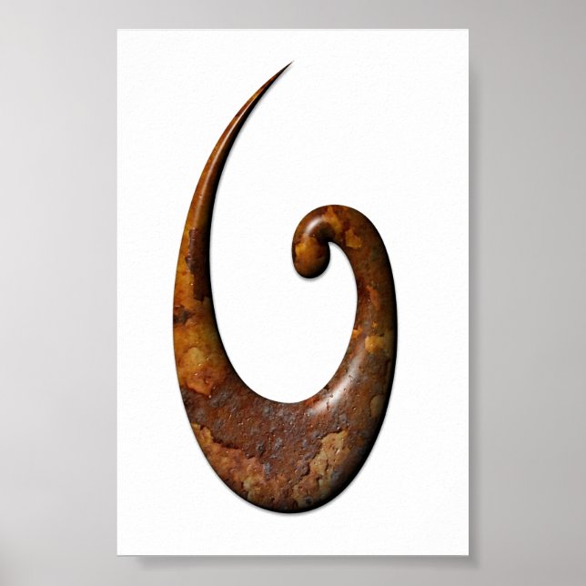 Maori Fish Hook - Rust Poster (Front)
