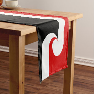 Maori flag, Wave Emblem & New Zealand sports house Short Table Runner