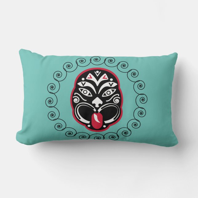 Maori Haka | New Zealand | Native Art | Decor Lumbar Pillow (Front)