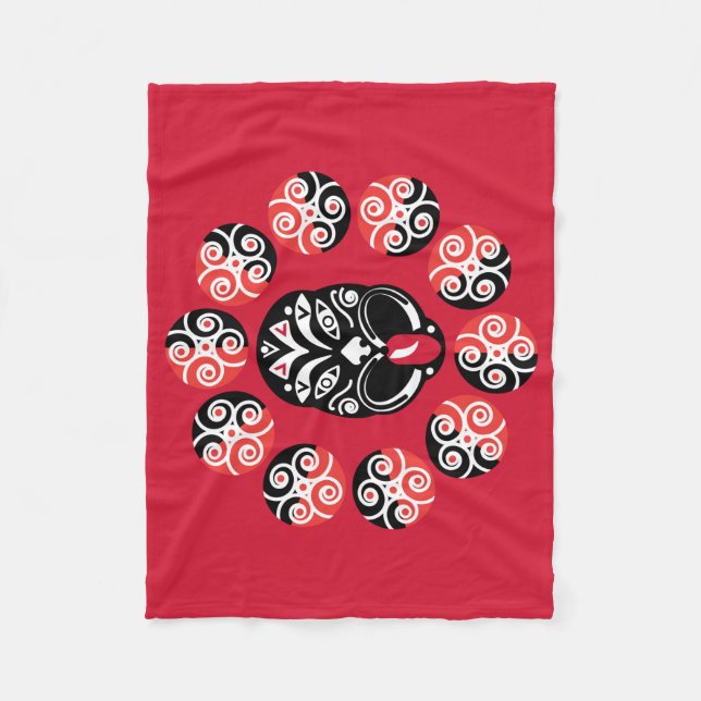 Maori Haka | New Zealand | Native Art | Decor Tabl Fleece Blanket (Front)