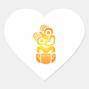Maori - Hei Tiki Drummer Heart Sticker