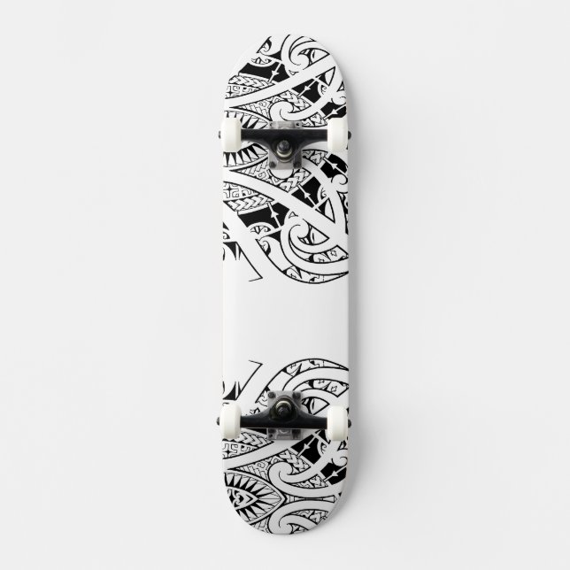 Maori koru tattoo with Polynesian patterns Skateboard (Front)
