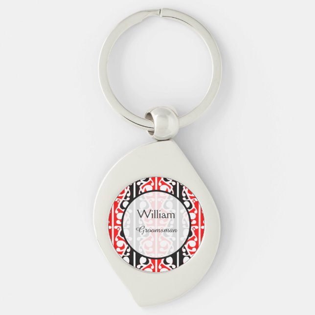 Maori Kowhaiwhai New Zealand Wedding Keepsake Keychain (Front)