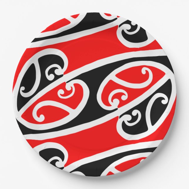 Maori Kowhaiwhai Pattern 2 Paper Plate (Front)