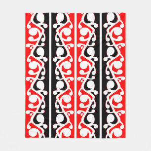 Maori Kowhaiwhai Traditional Pattern Fleece Blanket