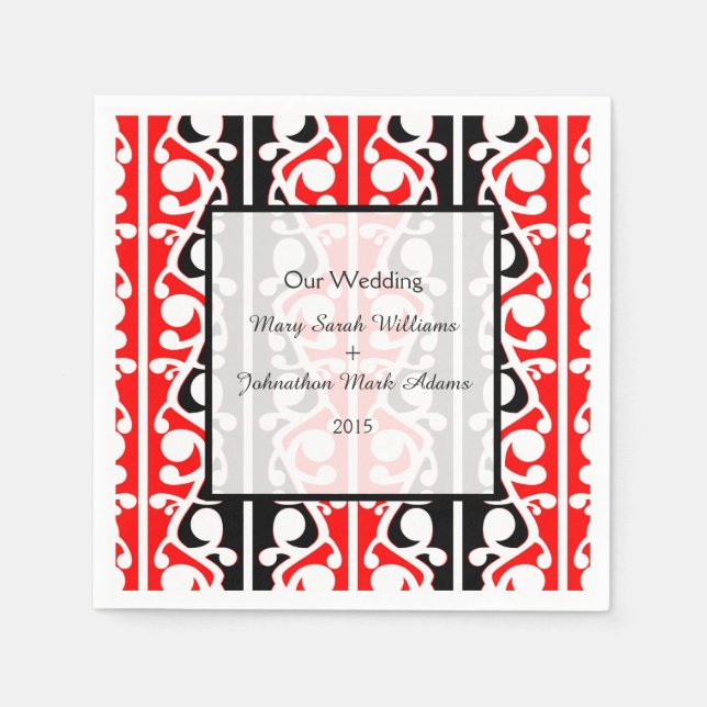Maori Kowhaiwhai Wedding Keepsake Napkin (Front)