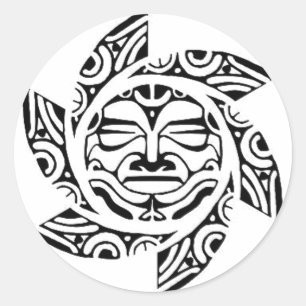 Maori Mask Classic Round Sticker