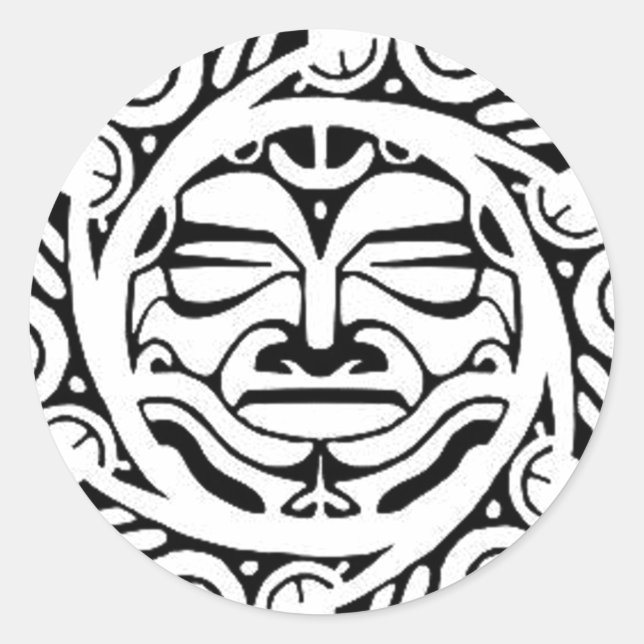 Maori Mask Classic Round Sticker (Front)