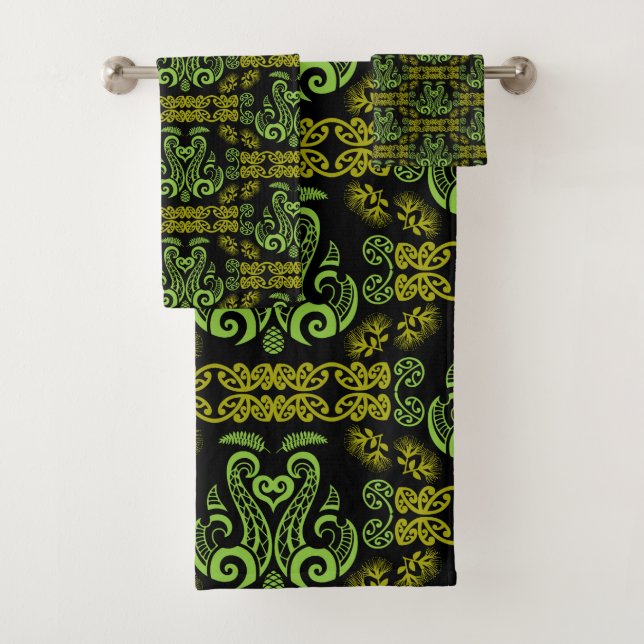 Māori New Zealand Art Bath Towel Set (Insitu)