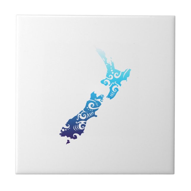 Maori New Zealand Map Tribal Tattoo Gift Idea Tile (Front)