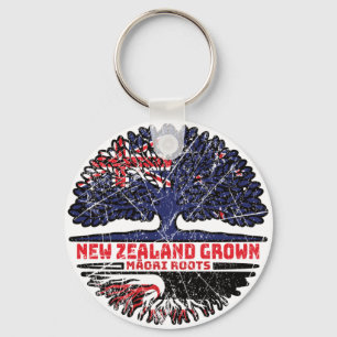 Maori New Zealander New Zealand Tree Roots Flag Keychain