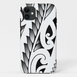 Maori silverfern tattoo pattern with fern leafs iPhone 11 case