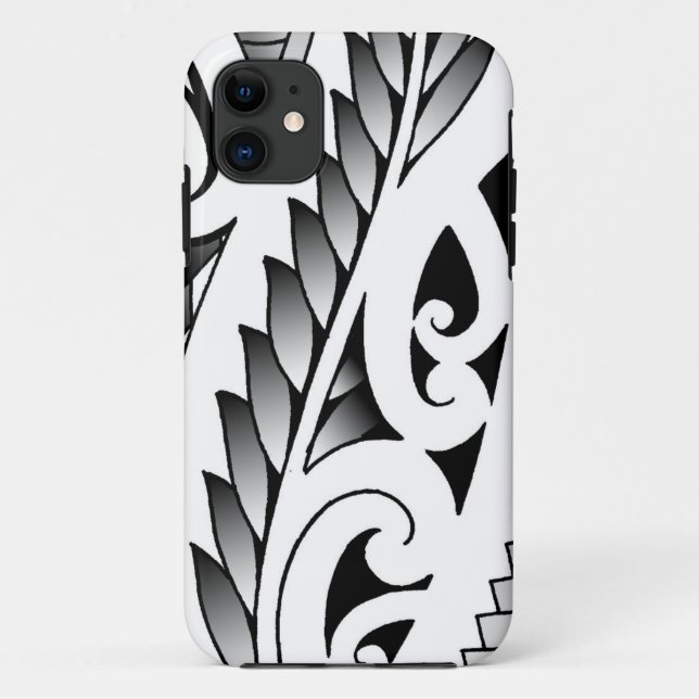Maori silverfern tattoo pattern with fern leafs Case-Mate iPhone case (Back)