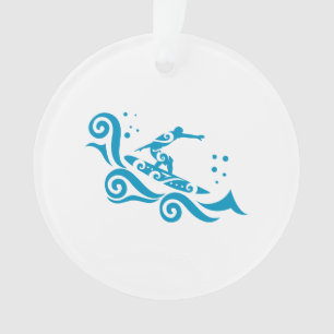 Maori Surfer Avec Vagues Idée Cadeau