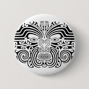 Maori Tattoo - Black and White 2 Inch Round Button