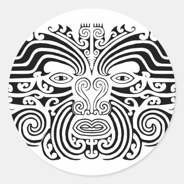 Maori Tattoo - Black and White Classic Round Sticker (Front)