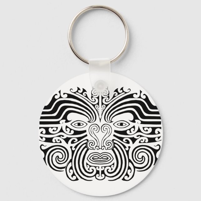 Maori Tattoo - Black and White Keychain (Front)