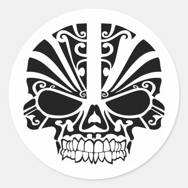 Maori Tattoo Mask Skull Classic Round Sticker (Front)