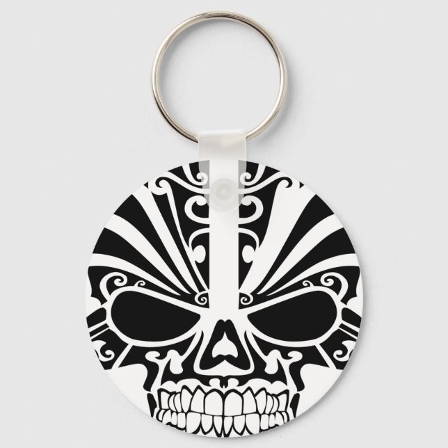 Maori Tattoo Mask Skull Keychain (Front)
