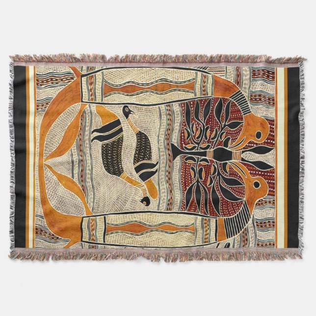 Maori Tribal Animal Spirits Throw Blanket (Front)